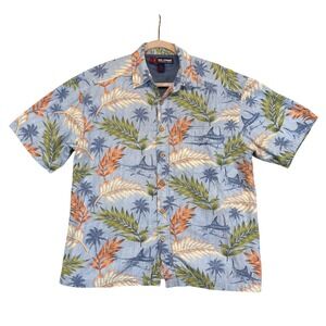Reel Legends Mens XL Fishing Shirt Tropical Marlin Blue Button Down Ventilated